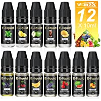 Los mejores  - E-liquidos- E Liquido Vaper Sin Nicotina 12 x 10 ml- E Cigarette Liquido 50VG-50PG- E Liquid set para Cigarrillos…